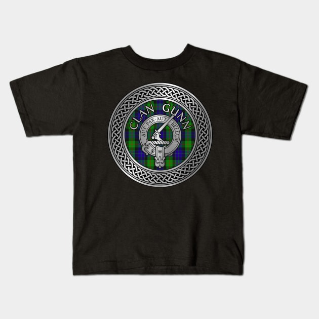 Clan Gunn Crest & Tartan Knot (Latin) Kids T-Shirt by Taylor'd Designs